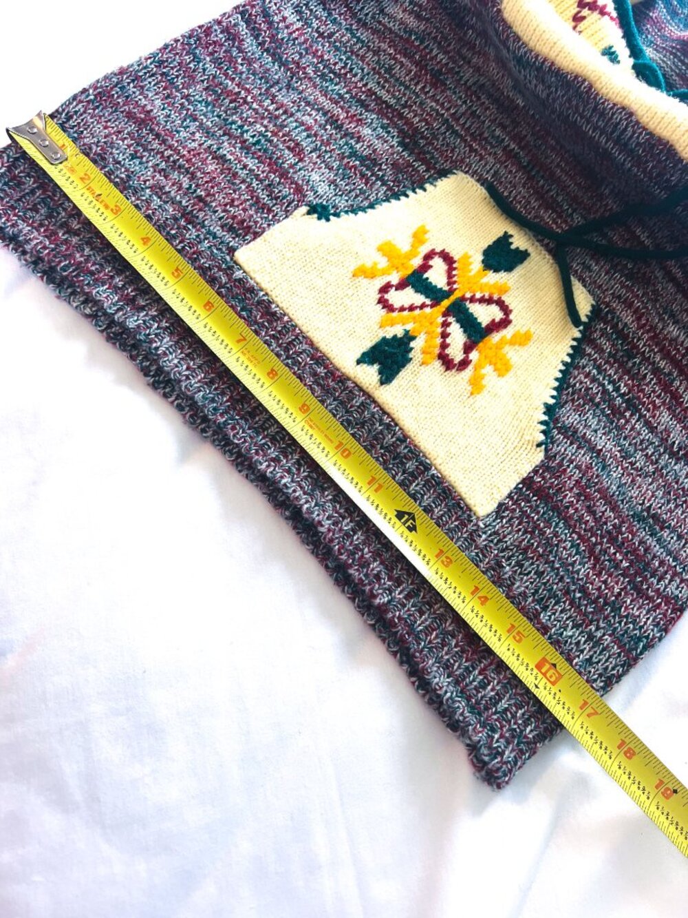 VINTAGE KMART 70’s Knit Boho Hoodie Bell Sleeve Variegated Sweater - Picture 10 of 12